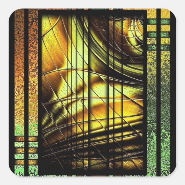 Colourful art Deco style design Square Sticker (Front)