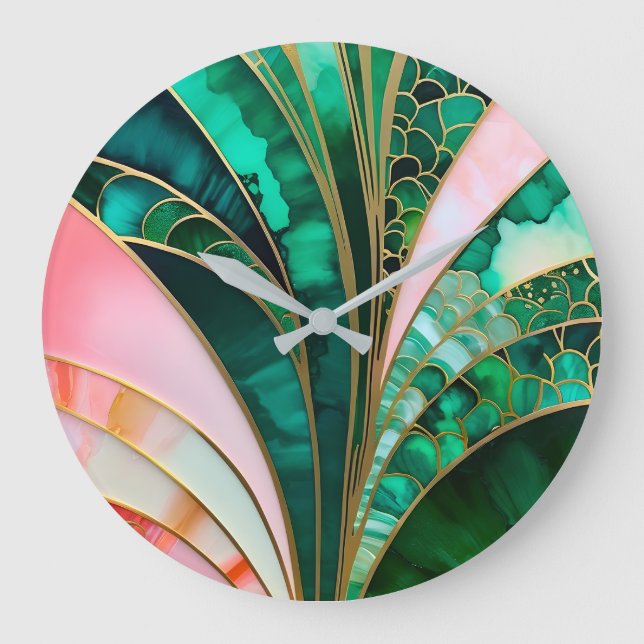 Colourful Art Deco Wall Clock (Front)
