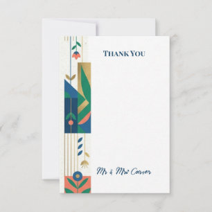 Colourful Art Deco Wedding Thank You Card