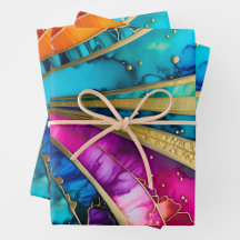 Colourful Art Deco Wrapping Paper Sheets
