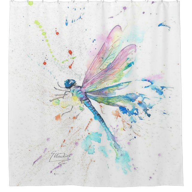 Colourful Art Dragonfly Design | Animal Gift Shower Curtain (Front)