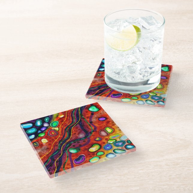 Colourful Art   Glass Coaster (Angled)