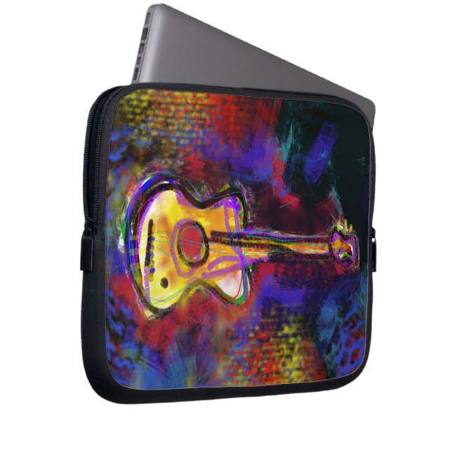 colourful art guitar laptop sleeve (Front Right)