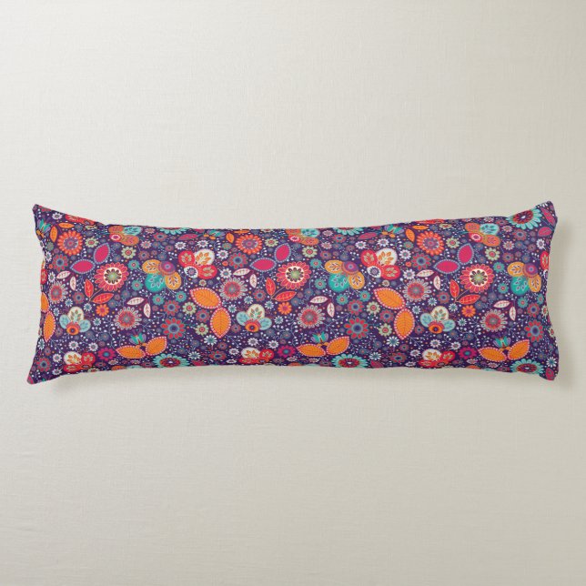 Colourful Art Illustration Nature Floral Pattern Body Cushion (Front)