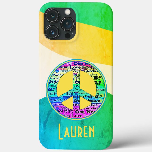 Colourful Art Love and Peace Sign Case-Mate iPhone Case (Back)