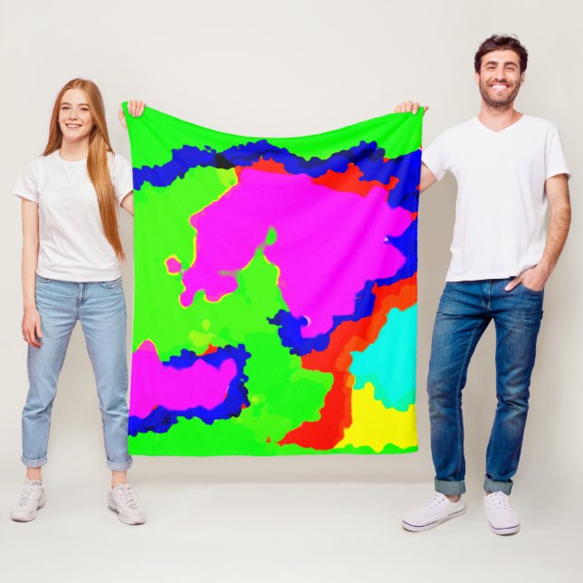 Colourful Art Multicolor Abstract Splash 2020 Fleece Blanket (In Situ)