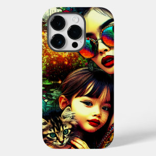 Colourful Art Mum and Daughter Asian Flower Garden Case-Mate iPhone 14 Pro Case