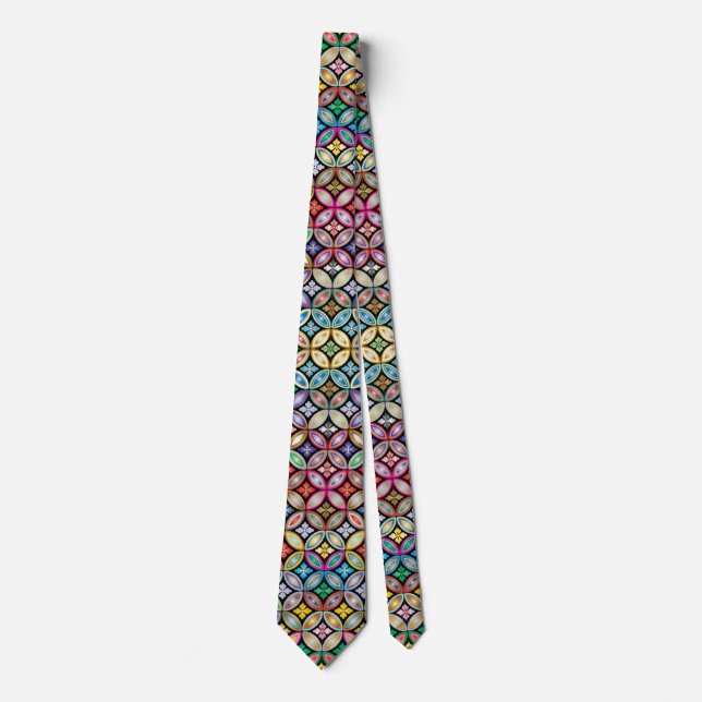 Colourful Art Nouveau Floral Tie (Front)