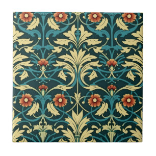 Colourful Art Nouveau Floral Tile