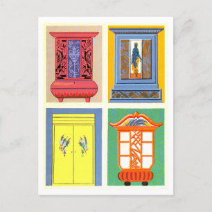 Colourful Art Nouveau Furniture Vintage Postcard
