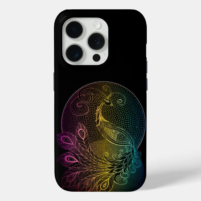 Colourful Art Nouveau Midnight peacock illustratio Case-Mate iPhone Case (Back)