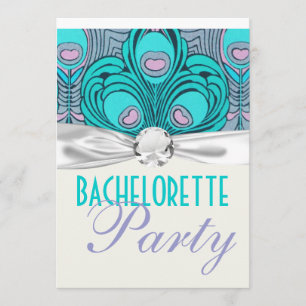 colourful art nouveau peacock feathers invitation