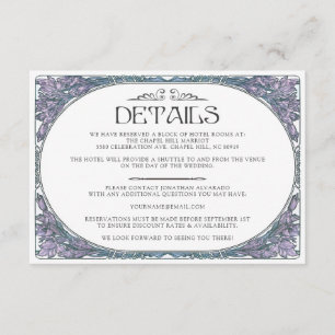 Colourful Art Nouveau Wedding Details Card (Set