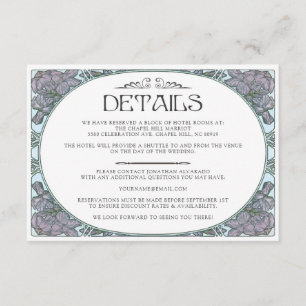 Colourful Art Nouveau Wedding Details Card (Set #1