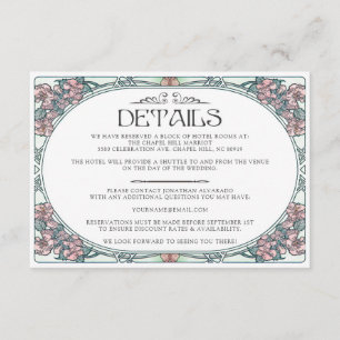 Colourful Art Nouveau Wedding Details Card (Set #3