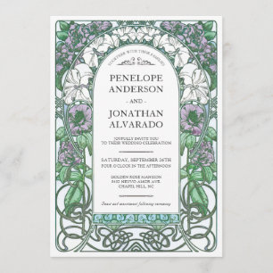 Colourful Art Nouveau Wedding Invitations (Set #2)
