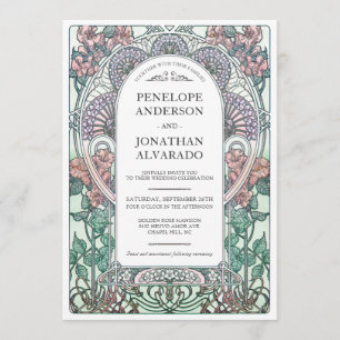 Colourful Art Nouveau Wedding Invitations (Set #3)