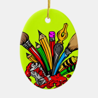Colourful Art Supplies Ceramic Tree Decoration