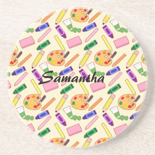 Colourful Art Supplies Coaster