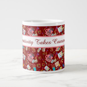 Colourful Art Supplies Creative pattern for Artist Large Coffee Mug
