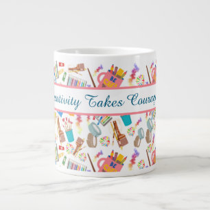 Colourful Art Supplies Creative pattern for Artist Large Coffee Mug
