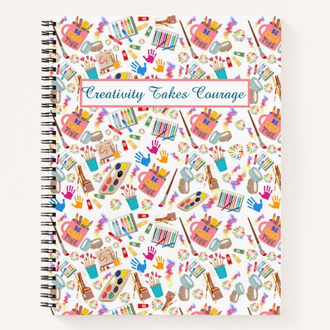 Colourful Art Supplies Creative pattern for Artist Notebook (Front)