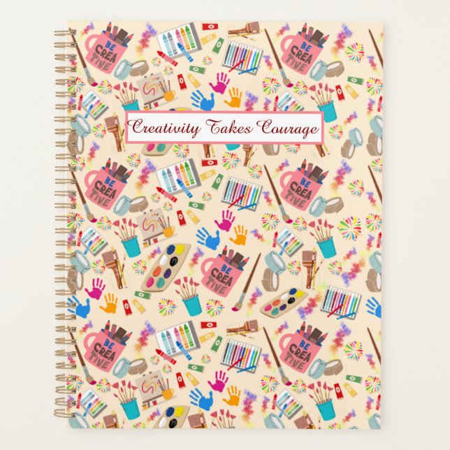 Colourful Art Supplies Creative pattern for Artist Planner (Front)