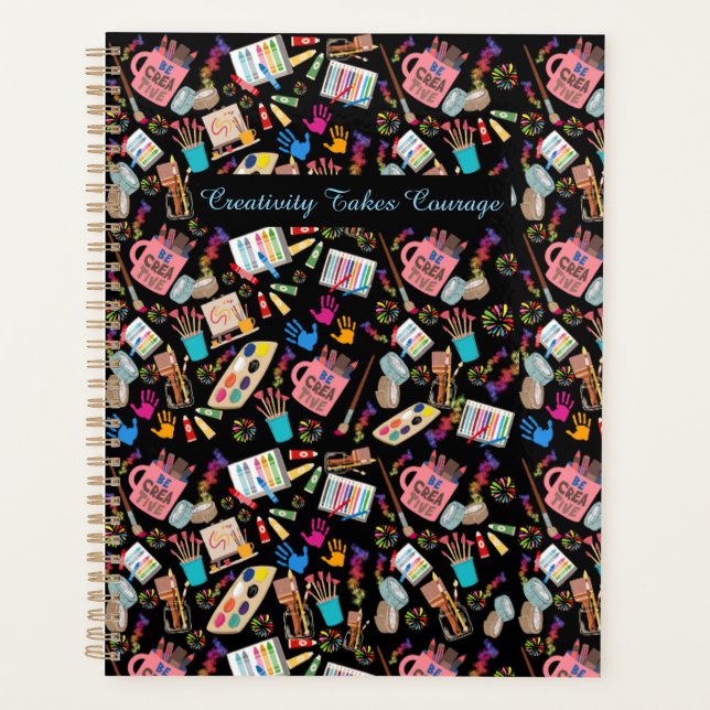 Colourful Art Supplies Creative pattern for Artist Planner (Front)