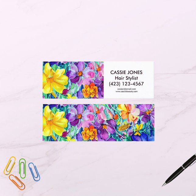 Colourful Art Watercolor Floral Mini Business Card (Creator Uploaded)