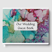 Colourful art wedding guest book