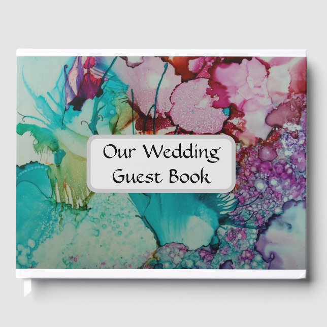 Colourful art wedding guest book (Front)