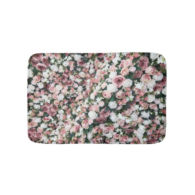 Colourful artificial flowers: vibrant background bath mat (Front)