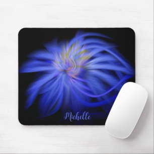 Colourful Artisan Blue Black Abstract Fractal Art Mouse Mat