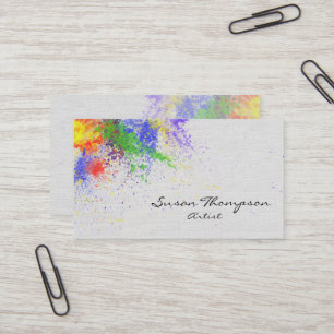 colourful Artist Paint Splatters 2 Business Card