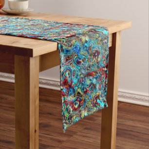 Colourful Artistic Abstract Retro Cool Wave Medium Table Runner