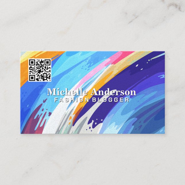 Colourful Artistic Brush Strokes Background Business Card (Front)
