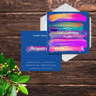 colourful artistic brushstrokes - art therapy square business card