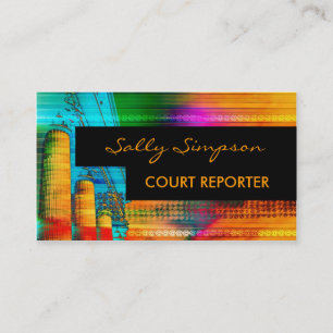 Colourful artistic court reporter business cards