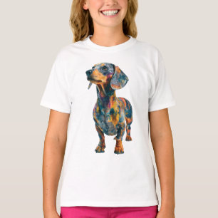 Colourful Artistic Dachshund Pup Kids T-Shirt