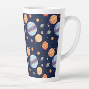 Colourful Artistic Depiction of Planets and Stars Latte Mug