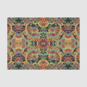 Colourful artistic drawn paisley pattern tissue paper