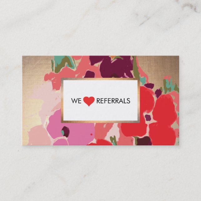 Colourful Artistic Floral, Gold Elegant Referral (Front)