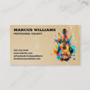 Colourful Artistic Guitar   Music Business Card