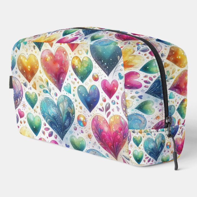 Colourful Artistic Hearts Dopp Kit (Right Corner)