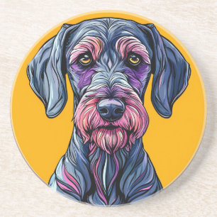 Colourful Artistic Illustration of a Dog Against V Coaster