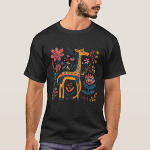 Colourful Artistic Illustration Of A Giraffe Surro T-Shirt