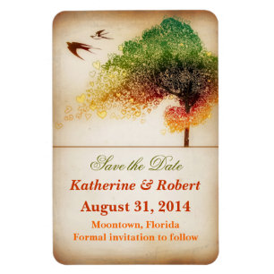 colourful artistic love tree save the date magnet