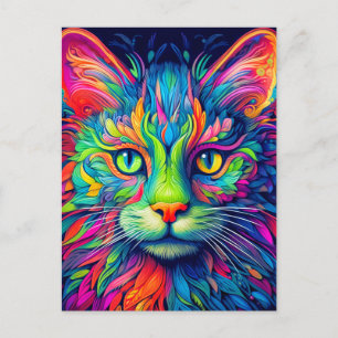 Colourful Artistic Majestic Kitty Cat Postcard