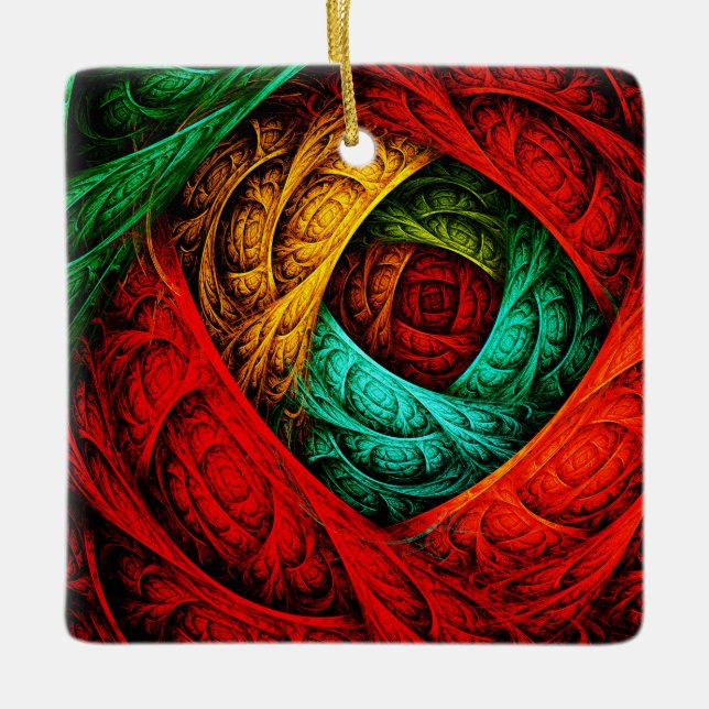 Colourful Artistic Modern Abstract Art Pattern #09 Ceramic Ornament (Front)