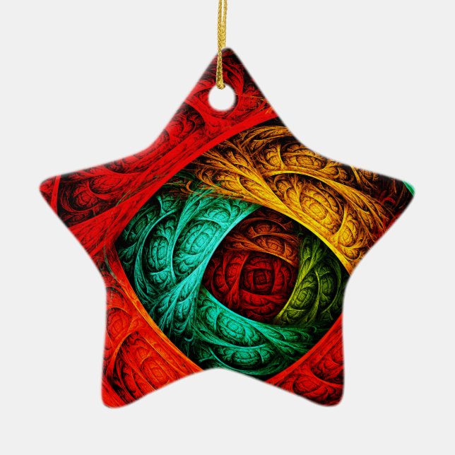 Colourful Artistic Modern Abstract Art Pattern #09 Ceramic Tree Decoration (Front)